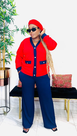 MAYOR BUTTONS V-NECK PANTS SET