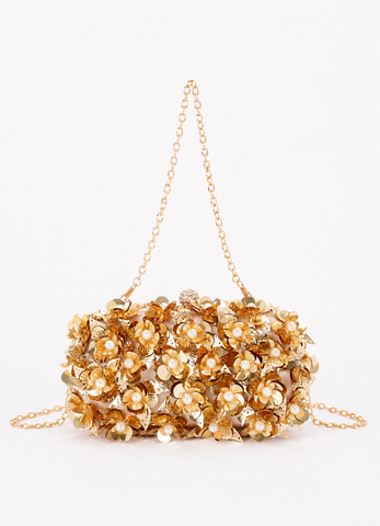 CIARA FLORAL APPLIQUÉS SATIN CLUTCH PURSE
