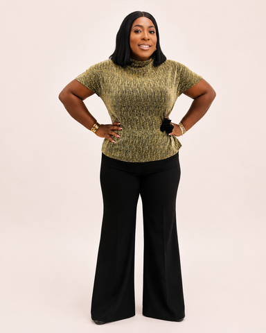Marbella Metallic Rosette Top - Gold