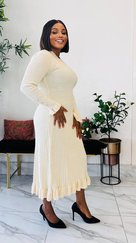 TYLA RIBBED BODYCON SWEATER DRESS (Nude)