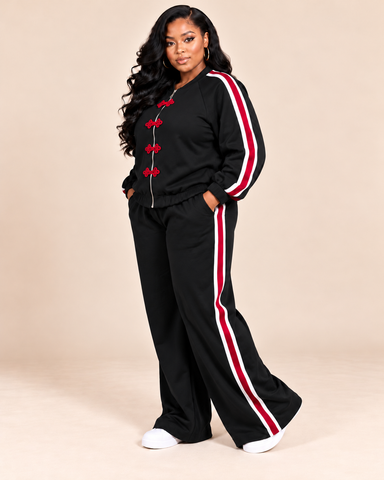 Bridget Contrast Trim Wide-Leg Tracksuit Set