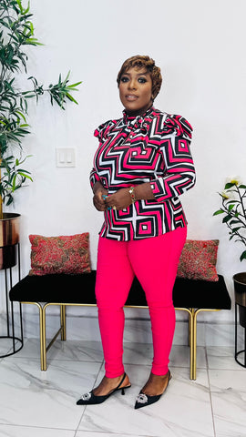 ISKRA GEOMETRIC FRONT SIDE TIE SATIN TOP