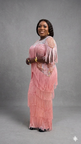 The Amen Occassion Fringe Sequin Luxe Maxi Dress