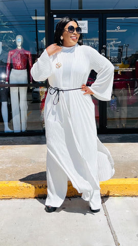 MODANI 4 PIECE PLISSE PLEAT KIMONO/ PANT SET (white)