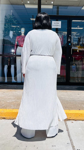 MODANI 4 PIECE PLISSE PLEAT KIMONO/ PANT SET (white)