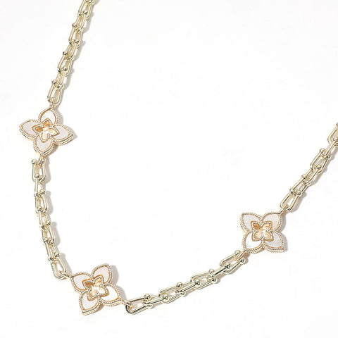 14K Gold Plated Mother of Pearl Clover Necklace