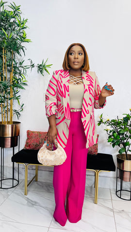 VIVID STROKES PINK ABSTRACT BLAZER