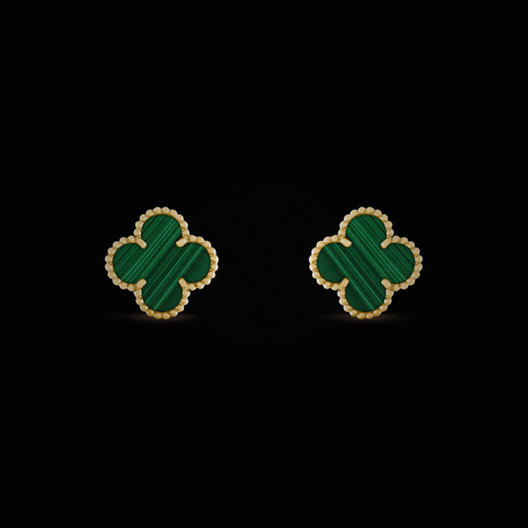 Clover Leaf Earrings 925 Silver, 18K Gold Plated