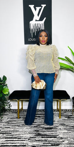 EUDORA PUFF SLEEVE TOP (GOLD)