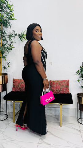 CHATEAU CRYSTAL BANDAGE DRESS( Black)