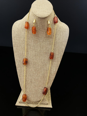 Amber Luxe Gold Plated Necklace/ Earrings Set