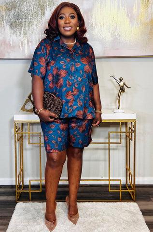 Kezia Silk Oversized Matching Shorts Set