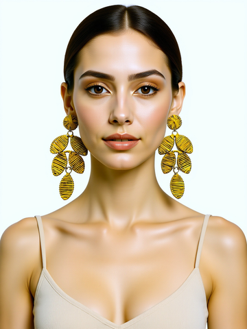 Tropical Woven Cascade Boho Earring (Rusty Lemon)