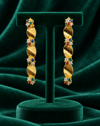 Valessia Gemmed Leaf 18K Gold Plated Jewelry Set