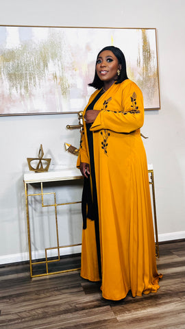 NEEMAH 3 PIECE RHINESTONE KIMONO KAFTAN SET