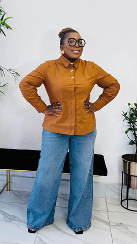 Sienna Detailed Gold Buttons Tailored Shirt