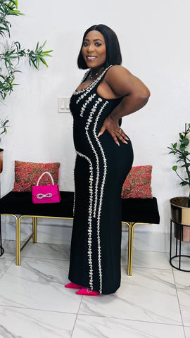 CHATEAU CRYSTAL BANDAGE DRESS( Black)