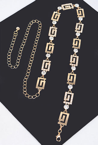 DIADEM Rhinestone Metal Chain Belt