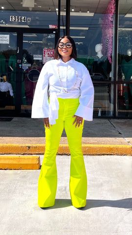 THALIA BOOTCUT JEANS ( Neon Green )