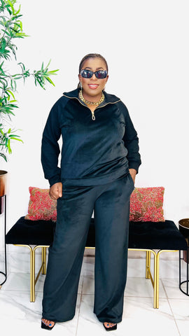 TESSY VELOUR SIDE DETAIL SET (Black)