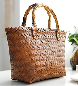 HALLE VINTAGE WOVEN BAMBOO HANDBAG