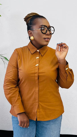 Sienna Detailed Gold Buttons Tailored Shirt