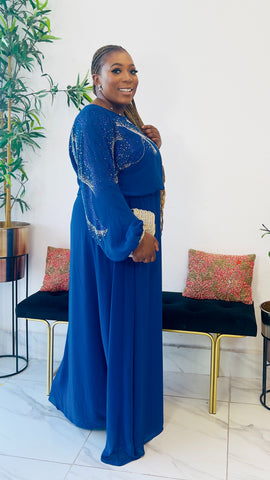 CRESSIDA EXCLUSIVE STONED MAXI DRESS (Royal Blue)