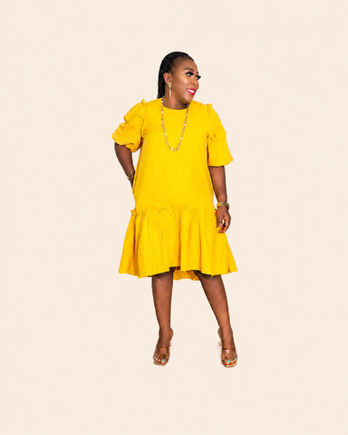 DOLLED UP PUFF SLEEVE DRESS