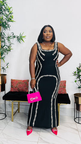 CHATEAU CRYSTAL BANDAGE DRESS( Black)