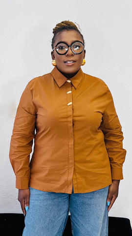Sienna Detailed Gold Buttons Tailored Shirt
