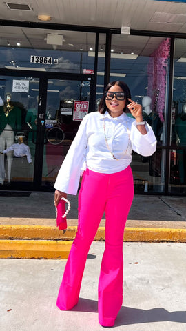 THALIA BOOTCUT JEANS (Neon Pink )