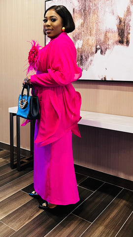 FIRST LADY Royale Ruffle Statement Dress (Fuchsia)