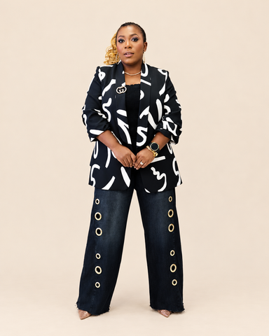 Vivid Strokes Abstract Oversized Blazer