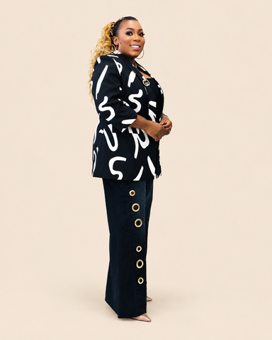Vivid Strokes Abstract Oversized Blazer