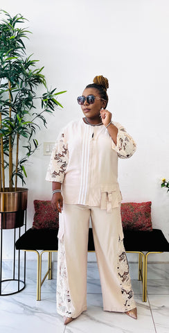 FLORA LUXE LACE INFUSED CARGO CO-ORD MATCHING SET (Nude)