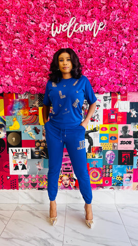 ADELYN EMBELLISHED 2-PIECE TOP AND JOGGERS SET