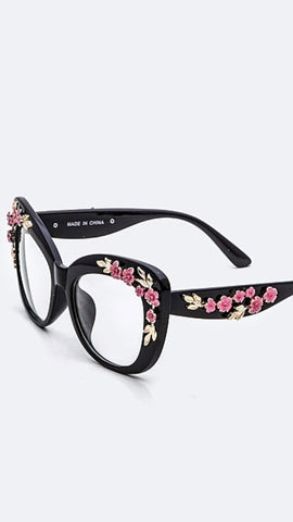 HAVANA FLORAL CLEAR SUNGLASSES