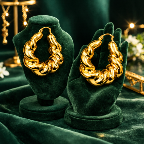 Delphine Swirl Statement Hoops Earrings