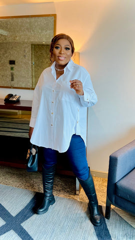 JARDINE COLLARED SHIRT WITH GOLD BUTTONS DETAIL (white)