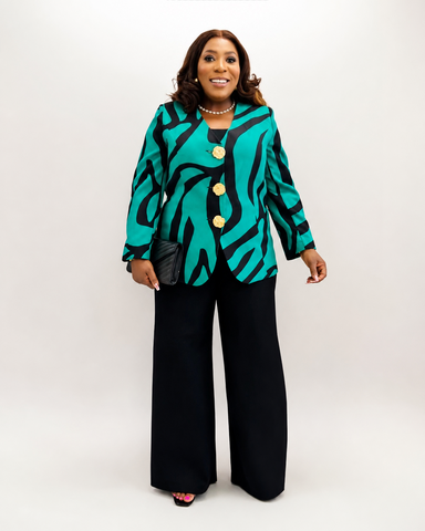 Verona Gold Button Abstract Blazer