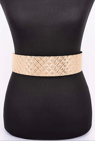 DERRY PRINT BOLD METAL CUFF BELT(Gold) Instock
