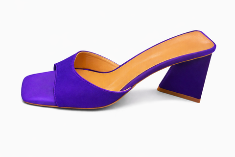 LOTUS BLOCK HEEL MULES (Purple)