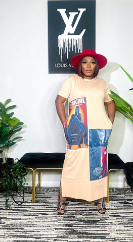 Star Girl Oversized Graphic Midi Dress