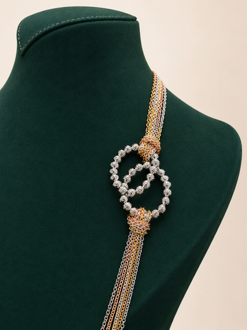 Calyra Cascade Necklace & Earrings Set – Tri-Tone