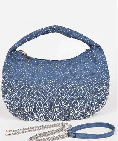 BENNY RHINESTONE STUDDED DENIM PURSE