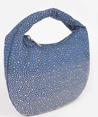 BENNY RHINESTONE STUDDED DENIM PURSE