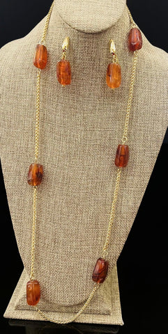 Amber Luxe Gold Plated Necklace/ Earrings Set
