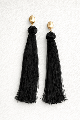 Noir Reverie Tassel Drop Earrings