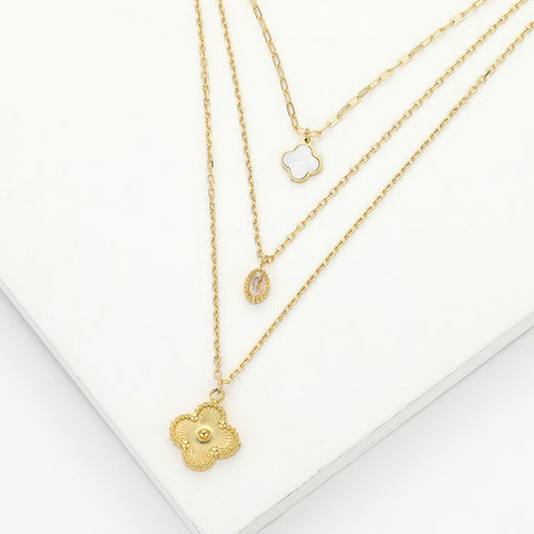 Midas Gold Stainless Steel Clove Pendant Layered Necklace (Non Tarnish)