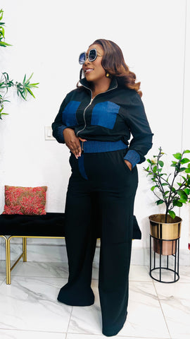 URBAN EDGE DENIM PANEL JACKET & PANT SET